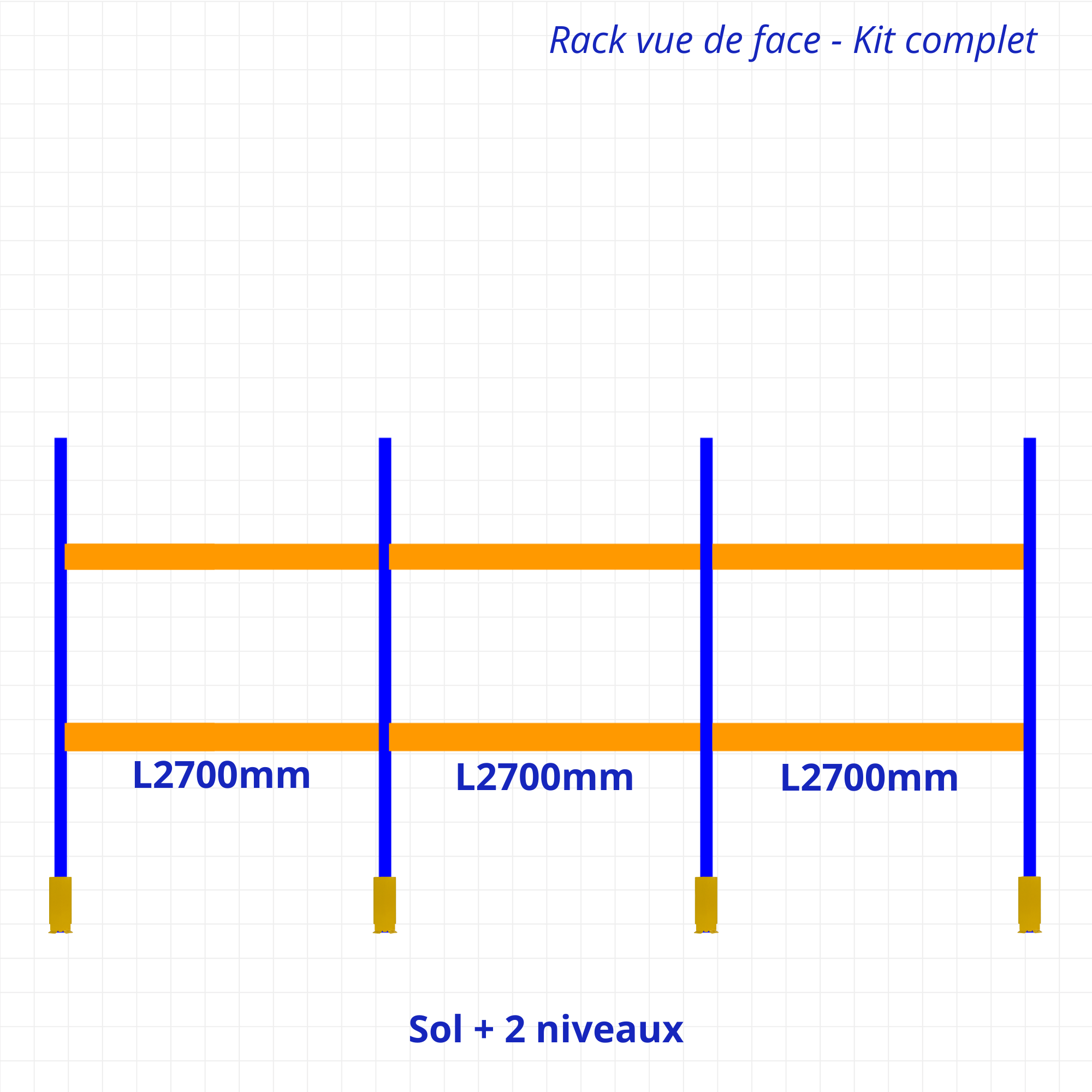 Kit Rack 27 palettes Europe d’occasion –  Longueur 8500mm