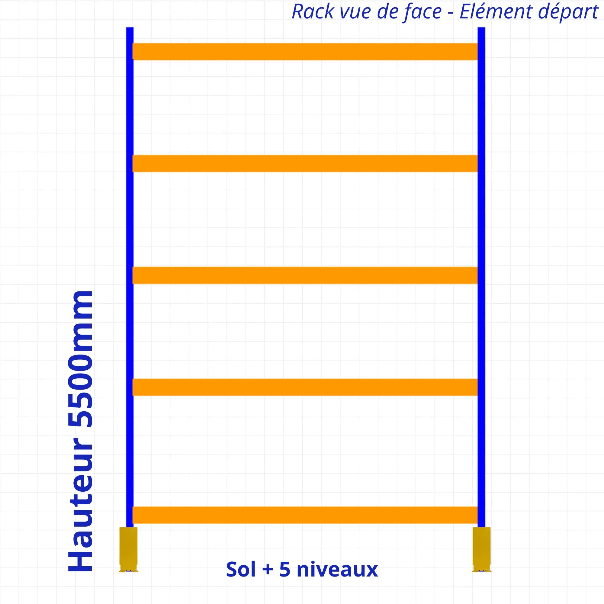 Rack à palettes d’occasion H5500mm + Lisse 2700mm sosrayonnages