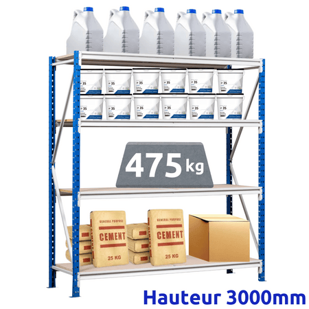 Rayonnage Mi-Lourd Peint Z60 H3000mm | 475 Kg