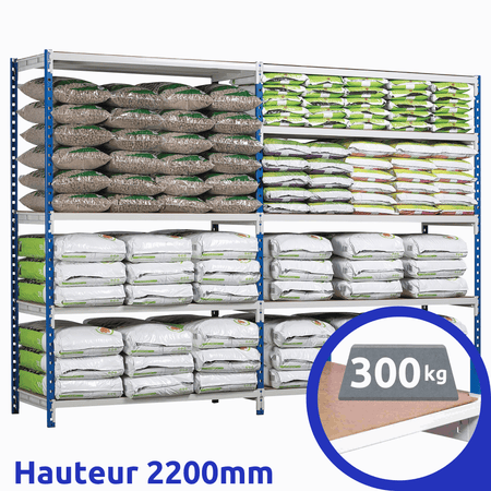 Rayonnage tubulaire Isorel bois ERIUS PLUS | H2200mm - 300 Kg/niveau