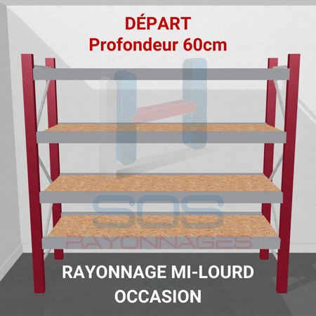 Rayonnage Mi Lourd occasion | PROVOST | Profondeur 50 cm | Départ