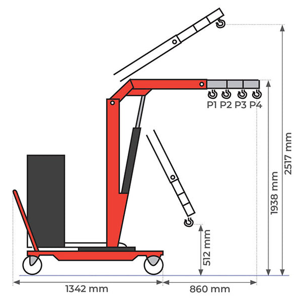 Grue d’atelier porte-à-faux rotative manuelle 500 kg | SRSCP05M