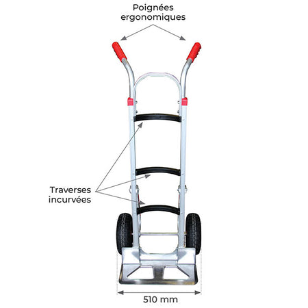 Diable aluminium dossier incurvé 250 kg | SRST250S