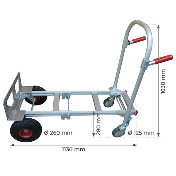 Diable chariot aluminium 2 en 1 | 250 et 350 kg | SRSTC2